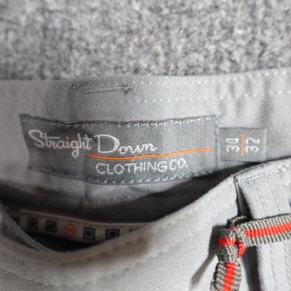 Straight Down Mens Pants 34 x 32 Gray Solid Chino Performance Golf NEW - Picture 7 of 9